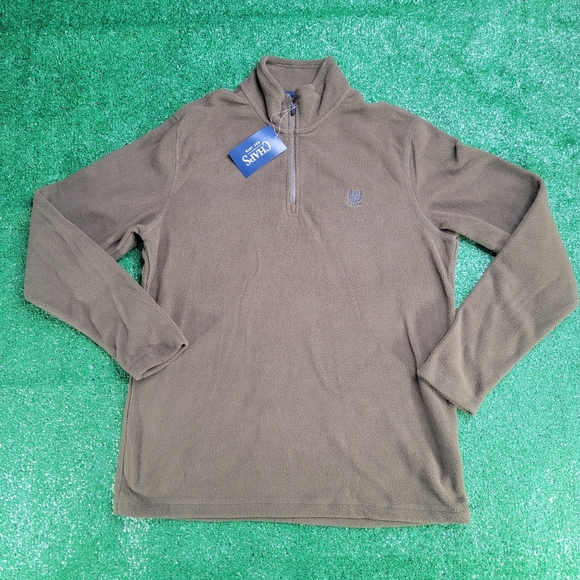 Chaps 1/4 Zip Long  Fleece Pullover Men's Sweatshirt Size Medium Brown Blue New - Picture 1 of 9